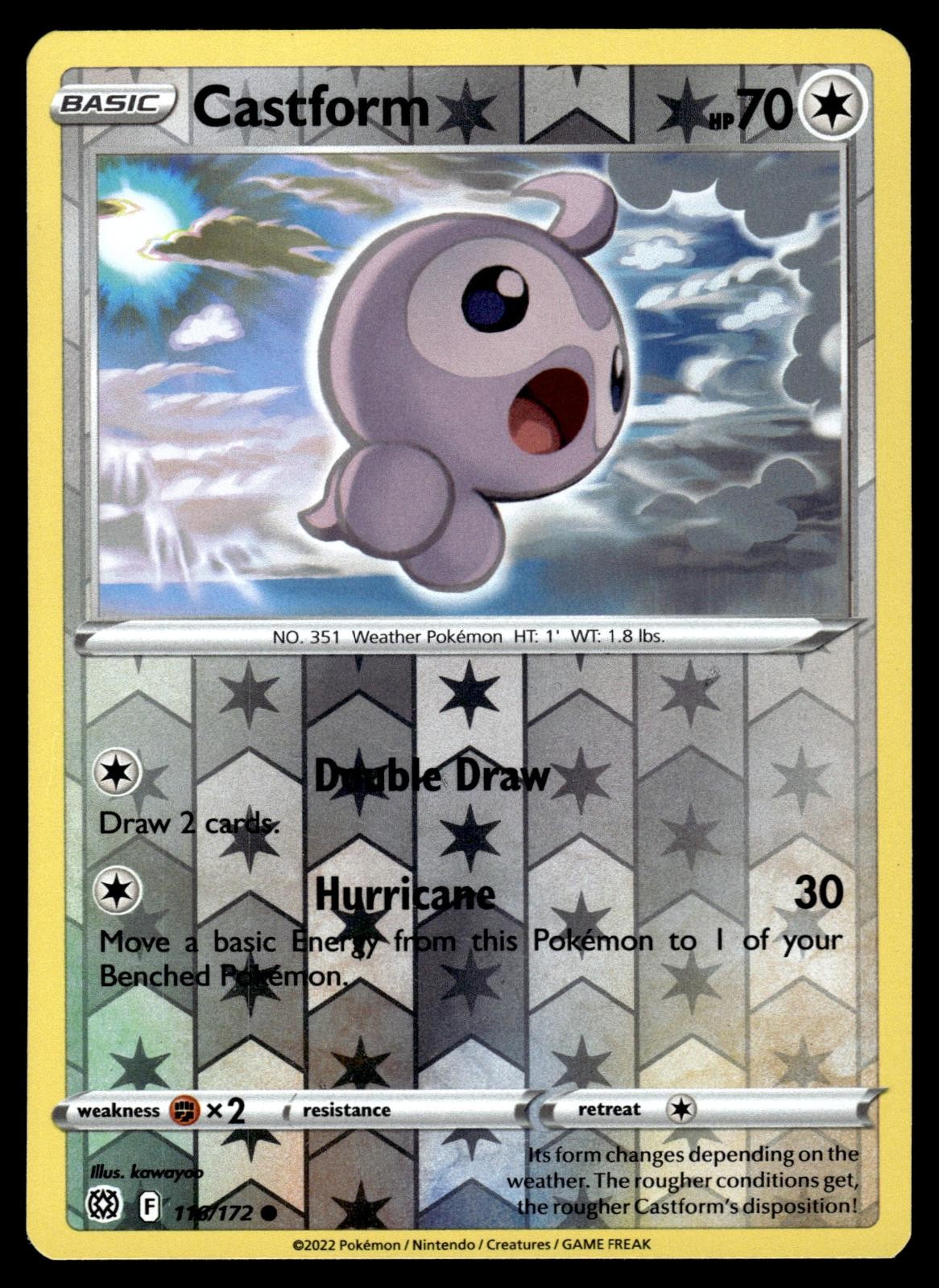 Castform 116/172 Common Brilliant Stars Pokemon Reverse Holo Near Mint