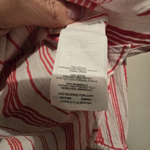 J.Crew Damen Frauen Popover Shirt Gr. 8 rot weiß gestreift Küste Strand adrett - Bild 6 von 11