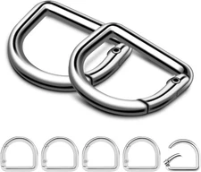 10Pcs 3/4" Small D Ring Carabiner Clips, Metal Tiny Small, 10pcs 3/4 Silver 