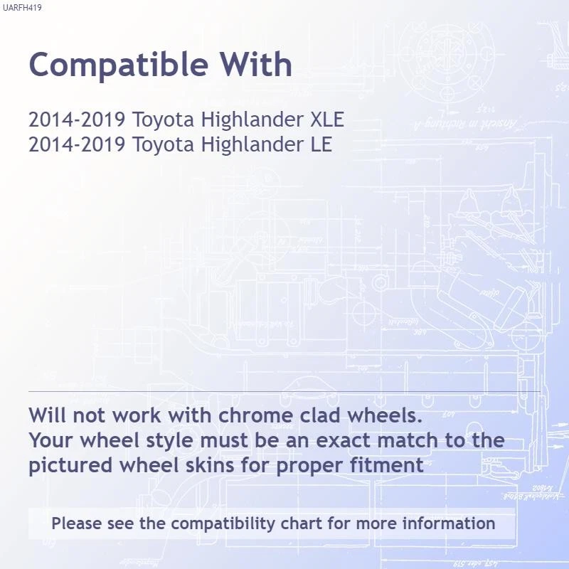 4 cubiertas de rueda negras de 18" tapacubos para llantas completas para Toyota Highlander 2014-2019 Foto 3 de 4