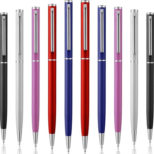 Umorismo 10 PCS Metal Ballpoint Pens,Retractable Slim Ballpoint - View #3
