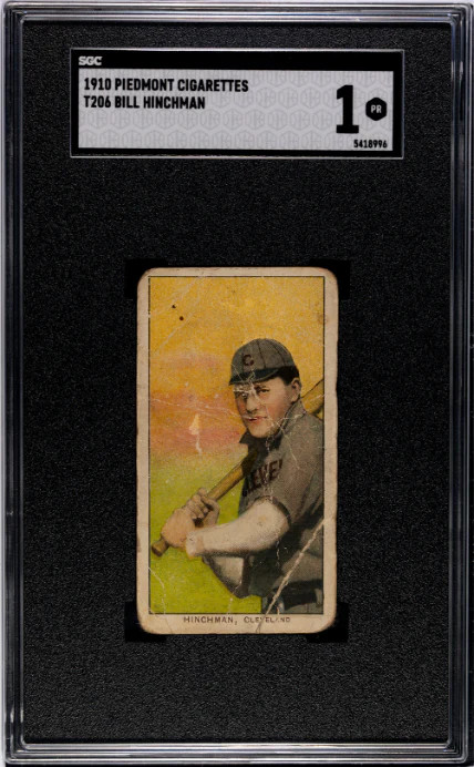 1909 T206 BILL HINCHMAN NNO POOR PIEDMONT 350 SGC 1 BASEBALL CLEVELAND NAPS