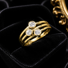 3 Band Interlocking Ring 9ct Yellow Gold Hallmarked Sizes J - T British Made