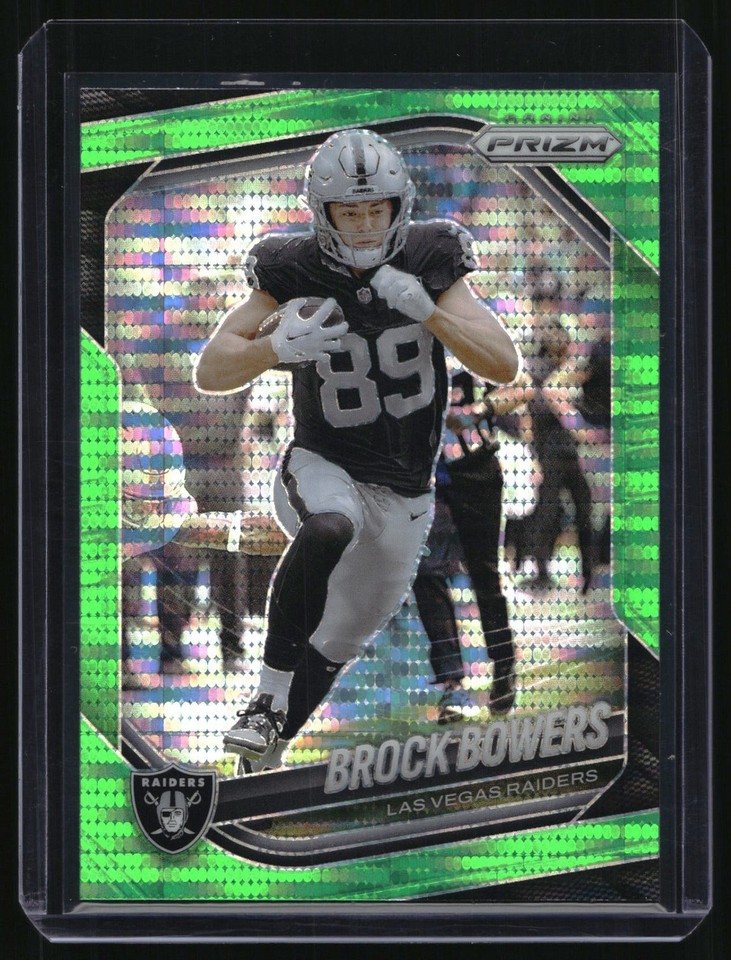2025 Panini Prizm Brock Bowers Neon Green Pulsar #6 Raiders