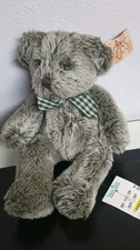 Vintage RUSS BERRIES TEDDY BEAR Gray Plaid Bow Plush 10" Toy W/TAG RARE