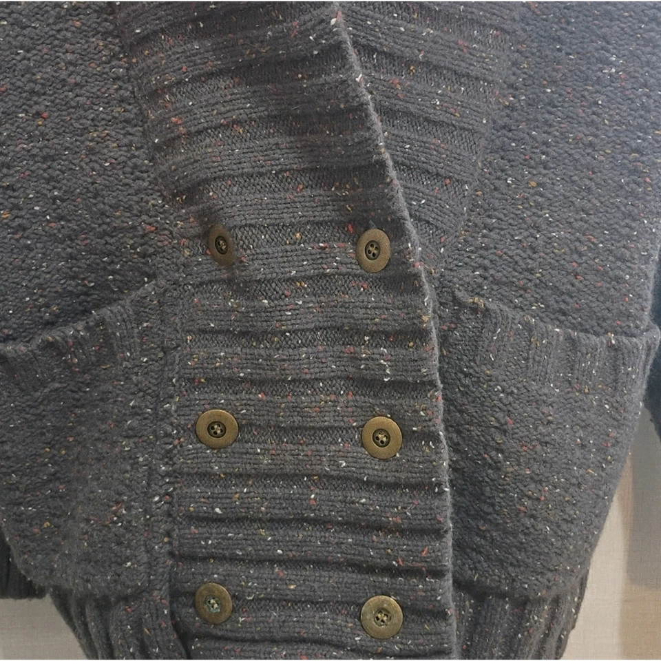 Suéter feminino Hurley top grande cinza com botões mistura de lã casual clássico grosso - Imagem 4 de 4