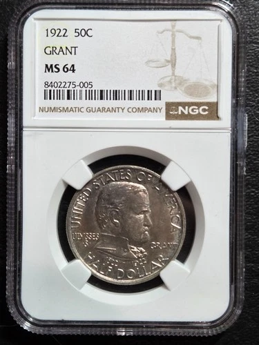 Beautiful 1922 Grant Commemorative Half Dollar NGC Graded MS 64