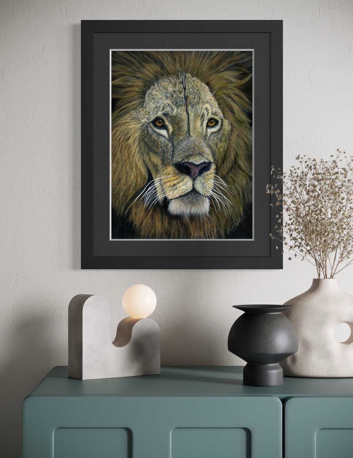 Lion Portrait, Big Cat Fine Art PRINT  from an Original Coloured Pencil Drawing