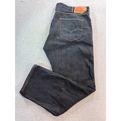 Levis 501 Original Fit Dark Wash Indigo Button Fly Denim Jeans Mens 44x32