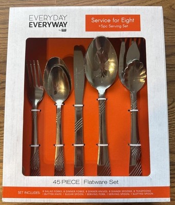 IKO Everyday Everyway 45 Piece Flatware Set Service for 8 + 5-Piece Serving Set