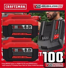 2PACK 20Volt For Craftsman V20 8.0Ah Li-ion Battery CMCB204 CMCB202 / Charger