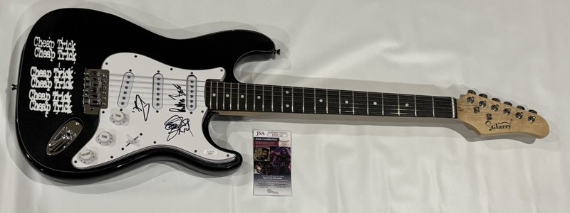 CHEAP TRICK SIGNED CUSTOM GUITAR ZANDER NIELSEN TOM BUN E. CARLOS ALL 4 JSA LOA