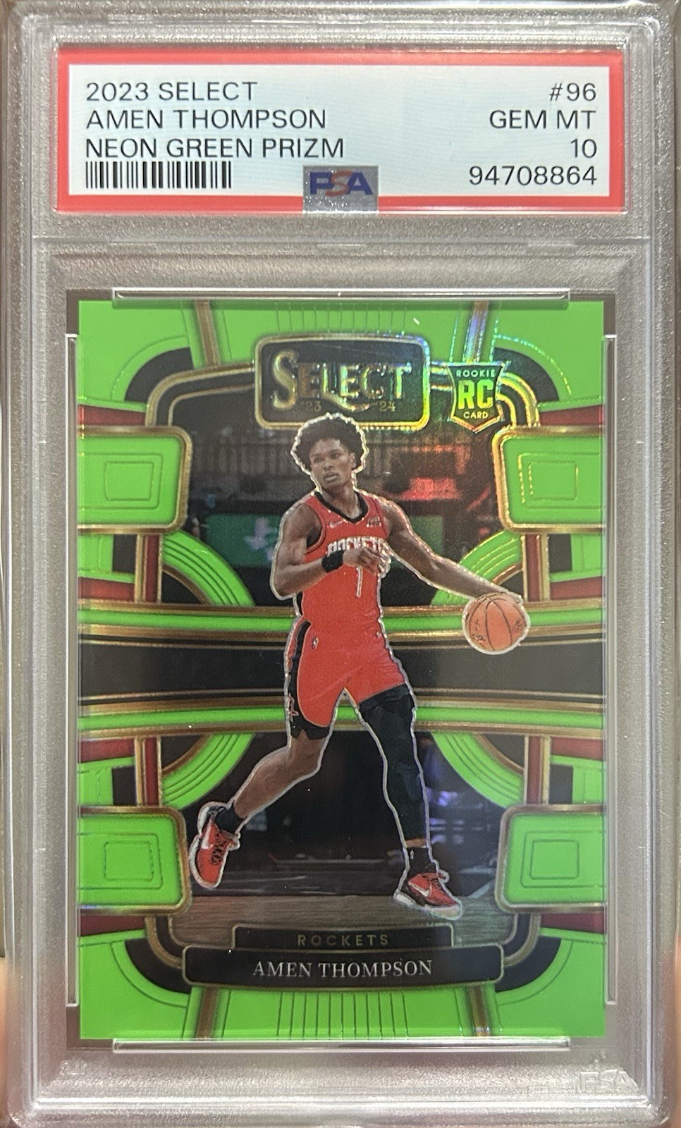 2023-24 Panini Select Amen Thompson #96 Concourse Neon Green Prizm /75 PSA 10!