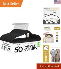 Elegant 50 Pack Ultra Thin Velvet Hangers with 360 Swivel Hook Non-Slip Grip