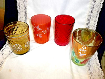4PC BOHEMIAN FLAT TUMBLERS  MUTICOLOR