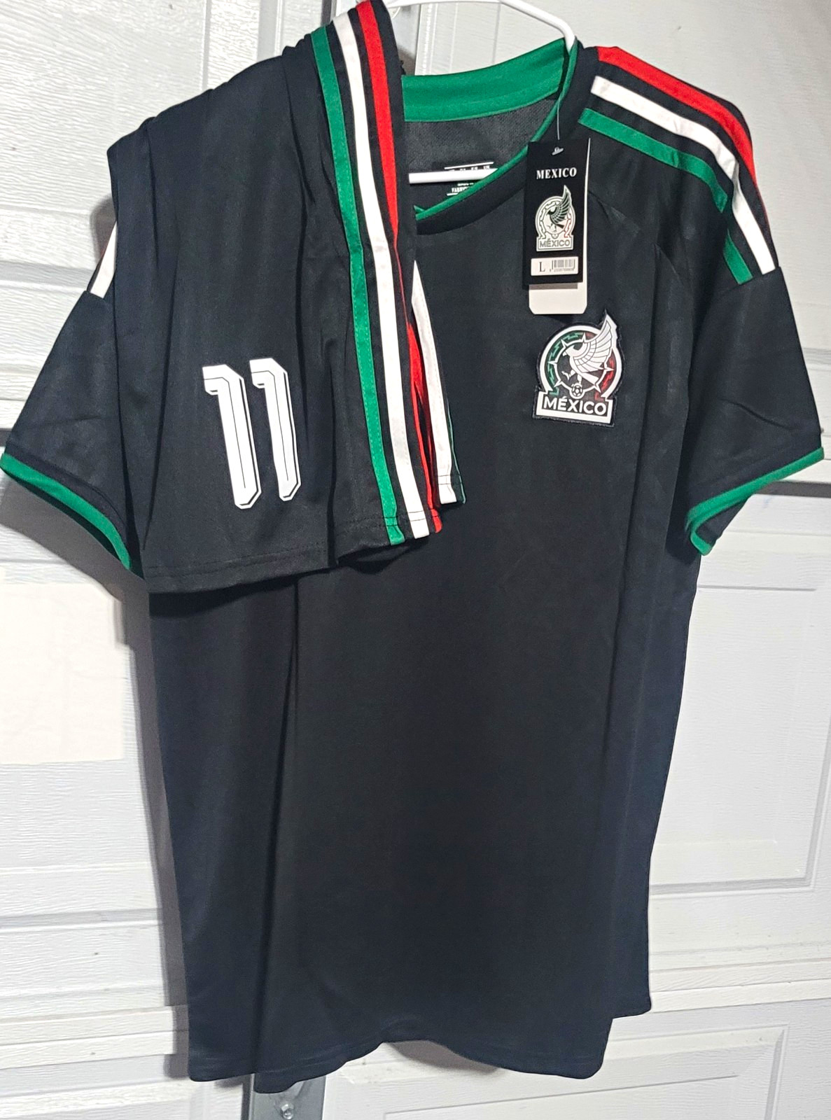 Mexico Soccer Jersey & Shorts Black S. Gimenez #11 Unisex Adult Size L
