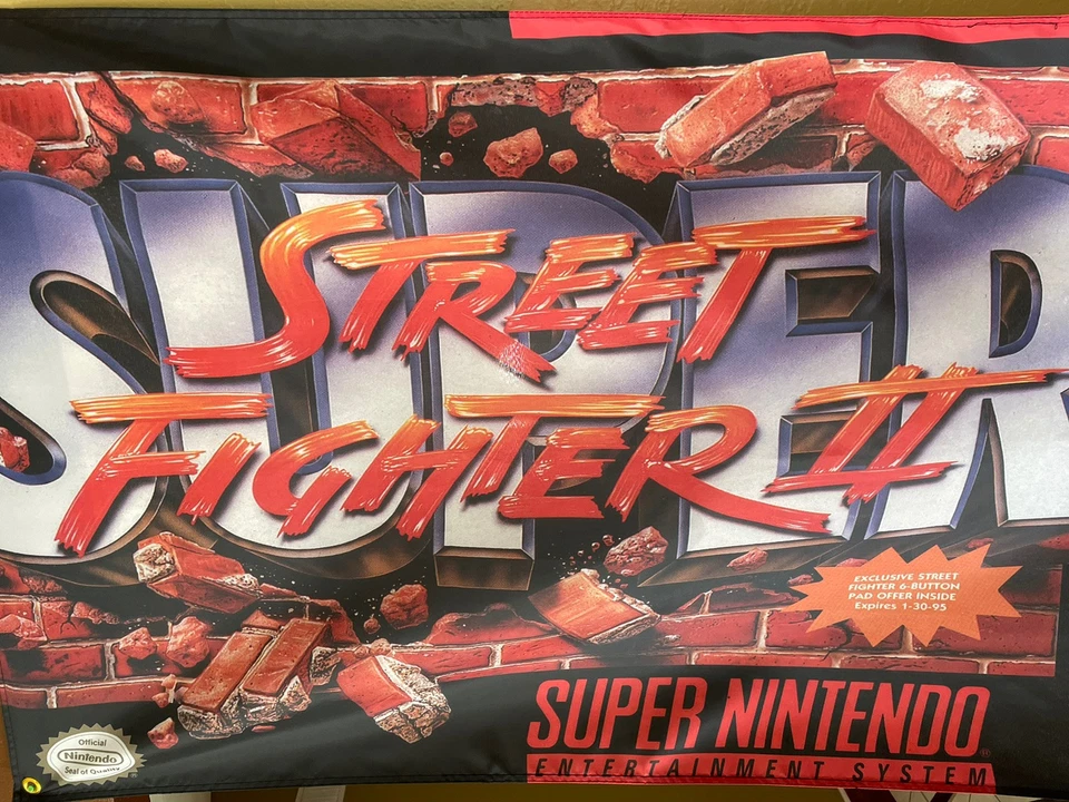 Super Street Fighter II 5ft Flag Banner Poster Turbo SNES CAPCOM Nintendo - Image 2 of 3
