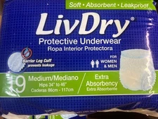 ***NEW*** LivDry Adult Protective Underwear Medium 76 Count Extra Absorbent