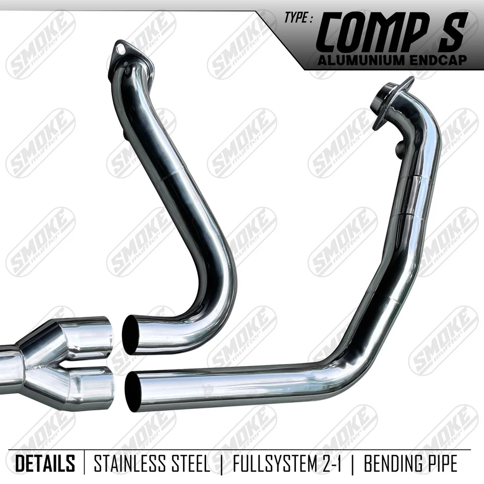 2017-2024 Fit Harley Davidson Touring Road Glide M8 Full System Exhaust 2 to 1 - Image 4 of 4