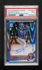 2022 Bowman Chrome Prospect Blue RayWave Refractor Danyer Cueva PSA 9 Auto 2e2