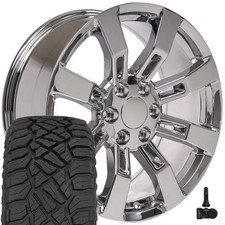 5409 20x8.5 Chrome Rims 27555r20 Rt Tires Tpms Set 6x139.7 31et