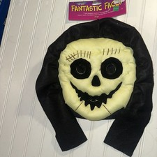 NOS Vintage Halloween Mask Fun World Skeleton Plush Grim Reaper RARE