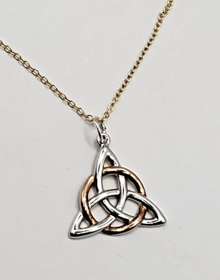 Ross Simons 925 Sterling Silber irischer keltischer Knoten Anhänger Halskette