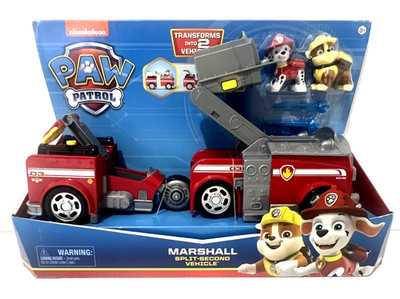 PAW PATROL MARSHALL SPLIT-SECOND VEHICLE TRANSFORMING FIRE TRUCK & RESCUE CYCLE!