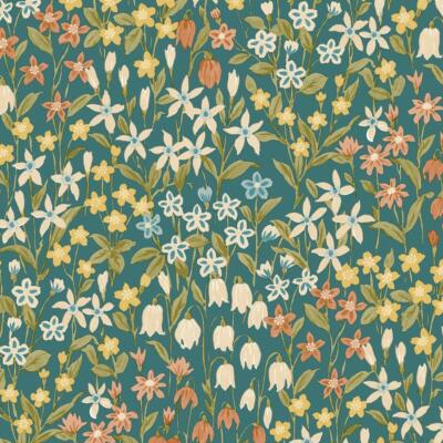 Grandeco Ciara Floral Teal Tapete Blumen Naturistic Paste The Wall Vinyl