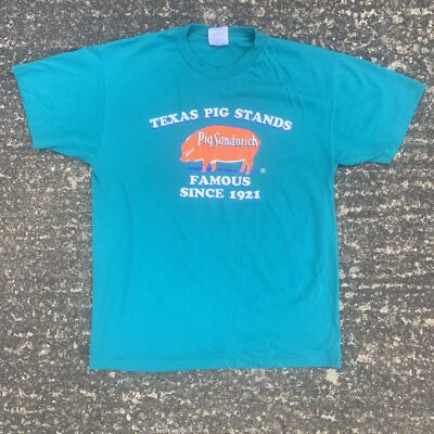 Hanes Heavyweight 50 50 Single Stitch Texas Pig T-Shirt, Vintage Made in USA, L
