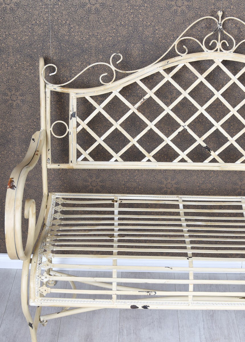 Banc De Jardin En Fer Blanc Style Antique – Neuf – 2 Places – Palazzo INT