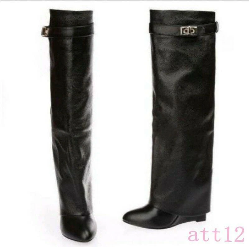Knee high clearance fold over boots