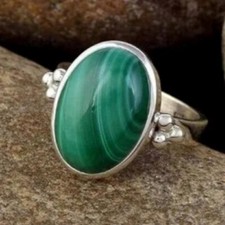 Malachite Gemstone 925 Sterling Silver Ring Handmade Jewelry Love Gift F-82