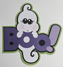 Boo Ghost Halloween Title. Scrapbook, Card making Paper Piecing.