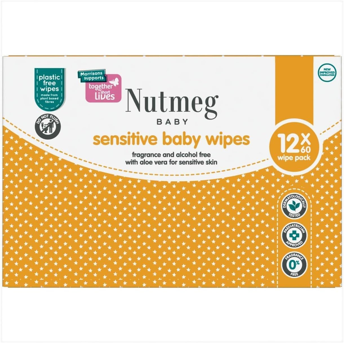 Nutmeg Sensitive 60 Baby Wipes 12 Pack UK