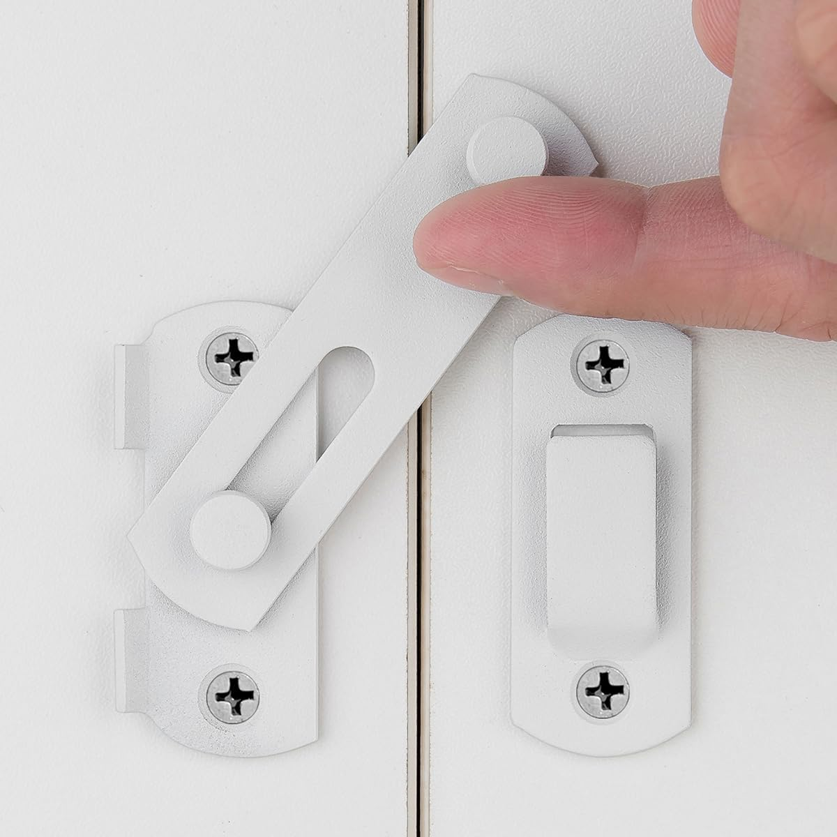 3-Pack Matte White Barn Door Latches 2.75x2.02in for Wooden Doors & Barns