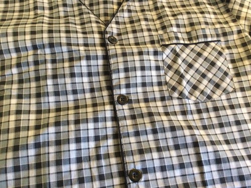 NWT Hanes Button Short Sleeve Gray/black Plaids Cotton Blend Lounge Top Size L/G - Picture 7 of 9