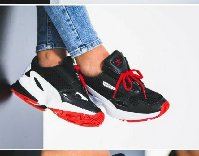 Adidas x Fiorucci Falcon Zip Black Red White EF3644 Running Shoes