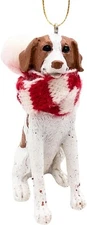 Brittany Spaniel Dog Lovers Gift Christmas Tree Ornament with Candy Cane Scarf