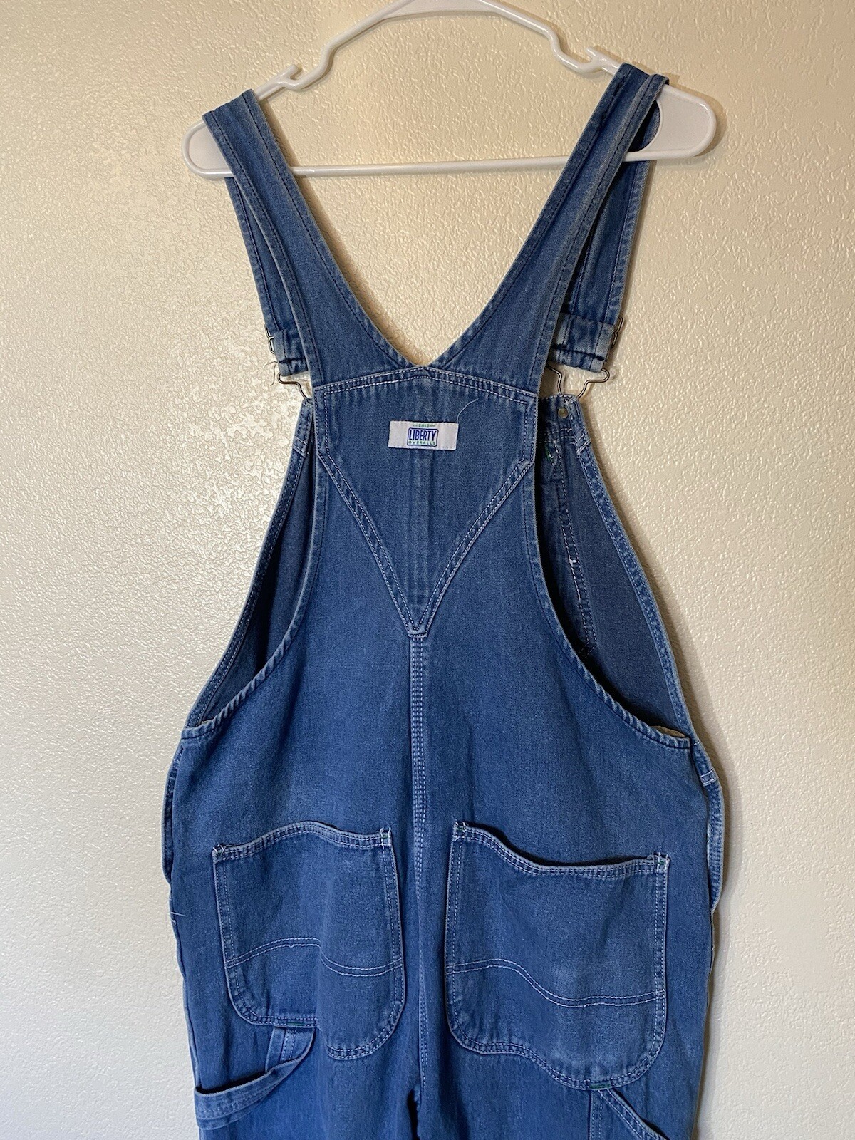 Liberty Overalls Men 36x30 Blue Denim Bib Straight Leg Workwear Farm Chore
