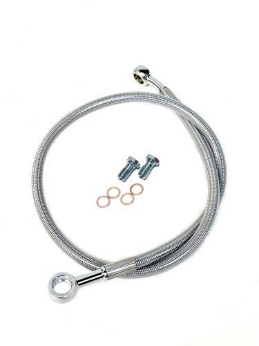 ASR +4 Extended Steel Braided Rear Brake Line Carbon Smoke Yamaha