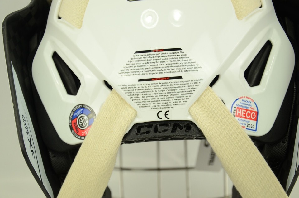 CCM Axis XF Certified Straigt Bar Senior Goalie Mask Size SM White