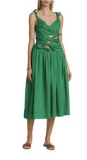 NWT Zimmermann Tiggy Bow Cut-Out Midi-Dress Green 2 (6-8) $795