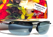 NEW Maui Jim HOOKIPA Gloss Black POLARIZED Grey Lens Sunglass 407-02