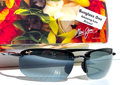 NEW Maui Jim HOOKIPA Gloss Black POLARIZED Grey Lens Sunglass 407
