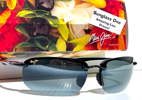 LUNETTES DE SOLEIL NEUVES Maui Jim HOOKIPA noir brillant gris polarisé 407-02 - Photo 1 sur 14