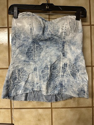 Miss Miss Authority Denim Corset Top, Sz S/M 90 s Retro Y2K Festival Concert