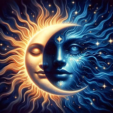 DIY 5D Sun and Moon Diamond Art Kits, round Full Drill God Diamond Painting Pict
