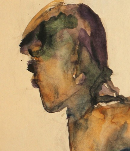 Vintage original watercolor painting running man figure - Picture 7 of 12
