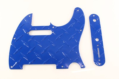 Blue Aluminum Diamond Plate Tele Pickguard Set Fits Fender Telecaster
